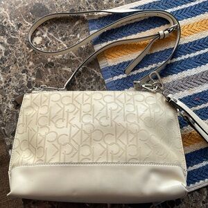Calvin Klein Ivory Crossbody Bag - Signature Monogram